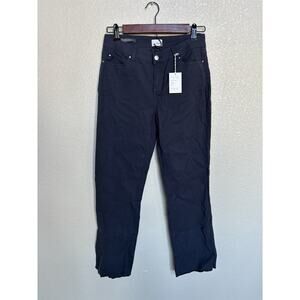 NWT Ecru The Dylan straight leg navy blue pants womens 2 classic preppy tencel